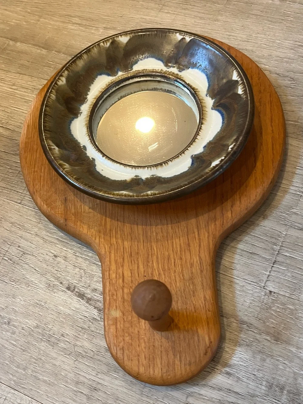 Vintage Evangel Art Pottery Mirror Wall Hanger Wood with Hook